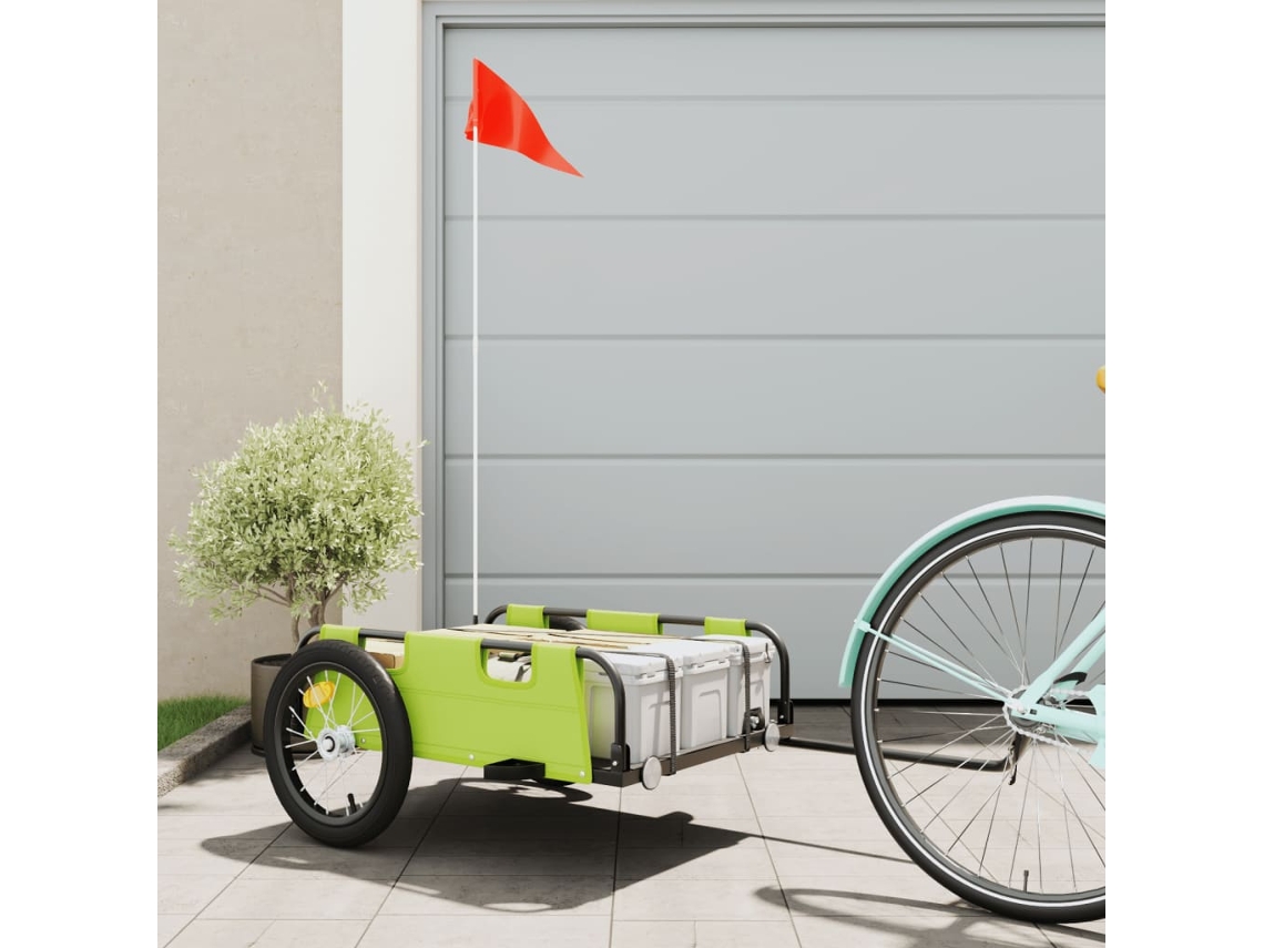 Vidaxl Reboque De Bicicleta Tecido Oxford/ferro Verde