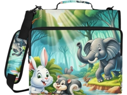 Pasta Com Estampa De Animal Desenho Animado Fofo, Estojo Com Zíper E Suporte 3 Argolas, À Prova D Água Guardar