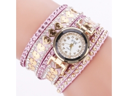 Relógio de Pulso Feminino Ccq de Strass Multicamada com Veludo e Movimento de Quartzo Roxo
