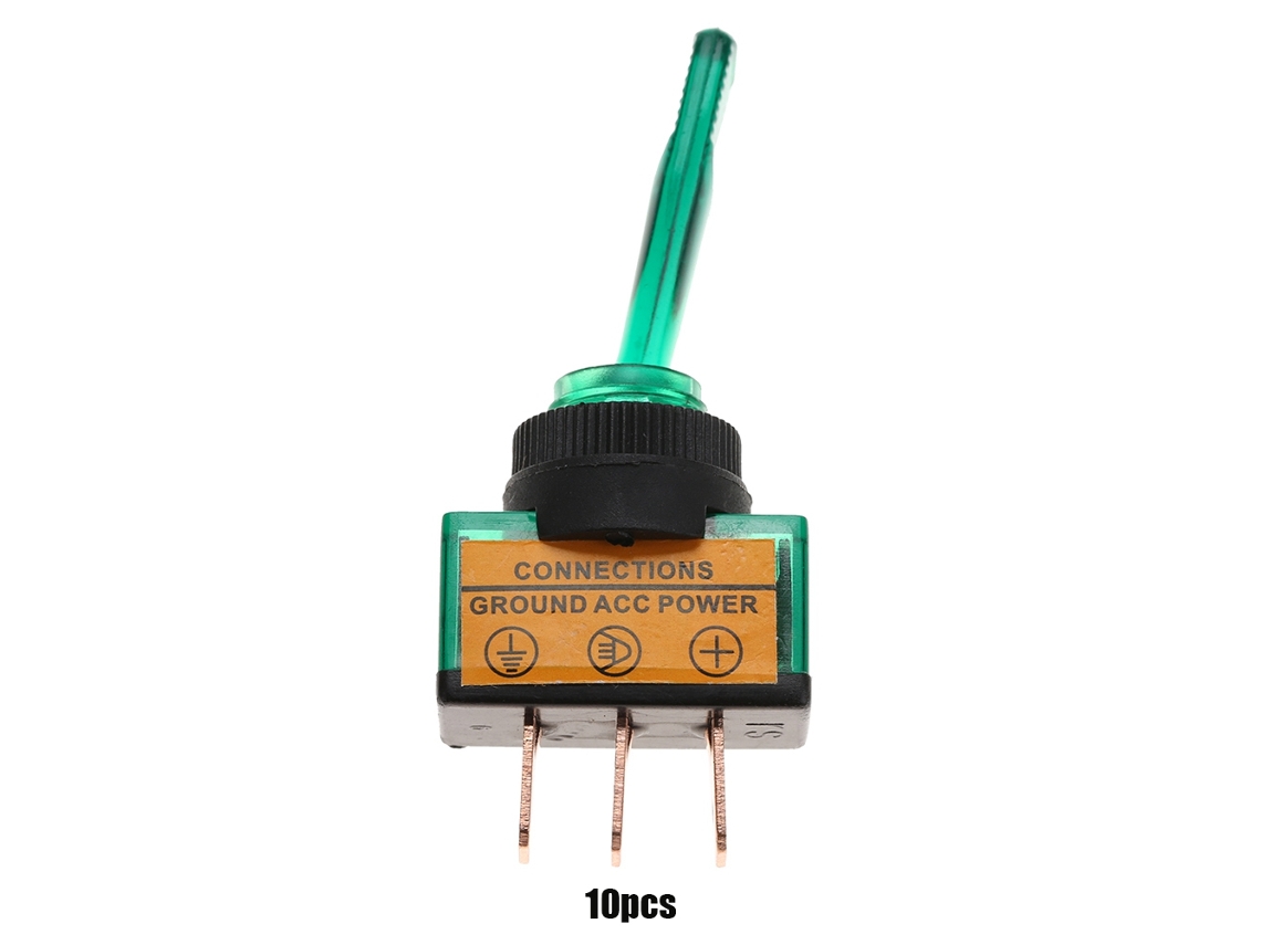 10 Peças de Interruptor de Palanca Led 12vdc 20a com Mango Longo | S/MARCA