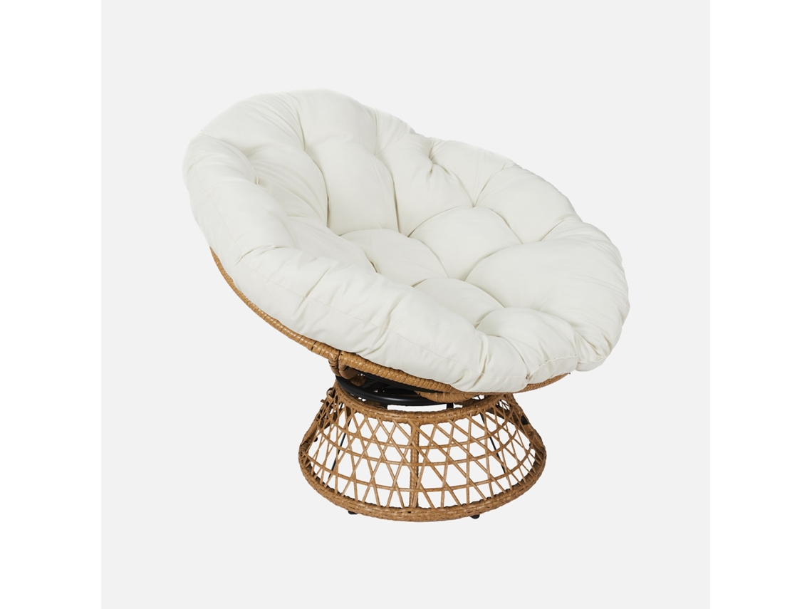 Cadeirão Papasan Em Polirattan, Para Exterior/interior, 96cmv, Cru