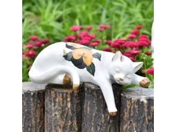 Estátua De Gato Adorável Dormindo - Decoração Interior E Exterior Jardim Mesa Prateleira