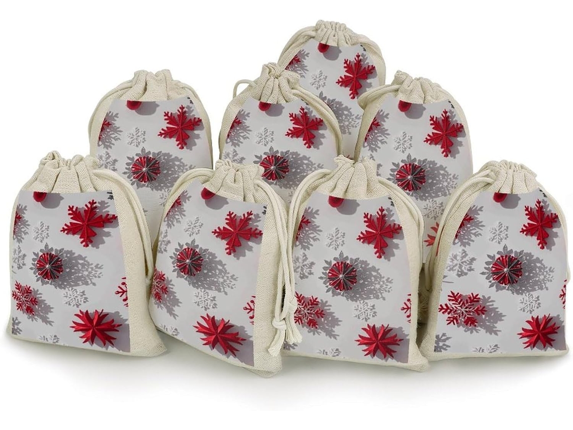 Conjunto Com 8 De Presente De Natal Tecido, Para Presentes, Decorativa