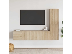 Vidaxl 3 Pcs Conjunto Móveis De Tv Derivados Madeira Carvalho Sonoma