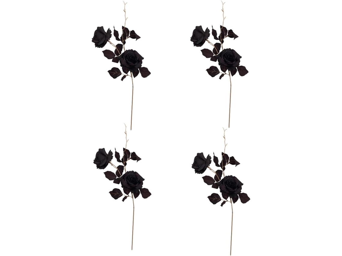 4 Rosas Pretas Artificiais, Flores Artificiais AQUAFORGE