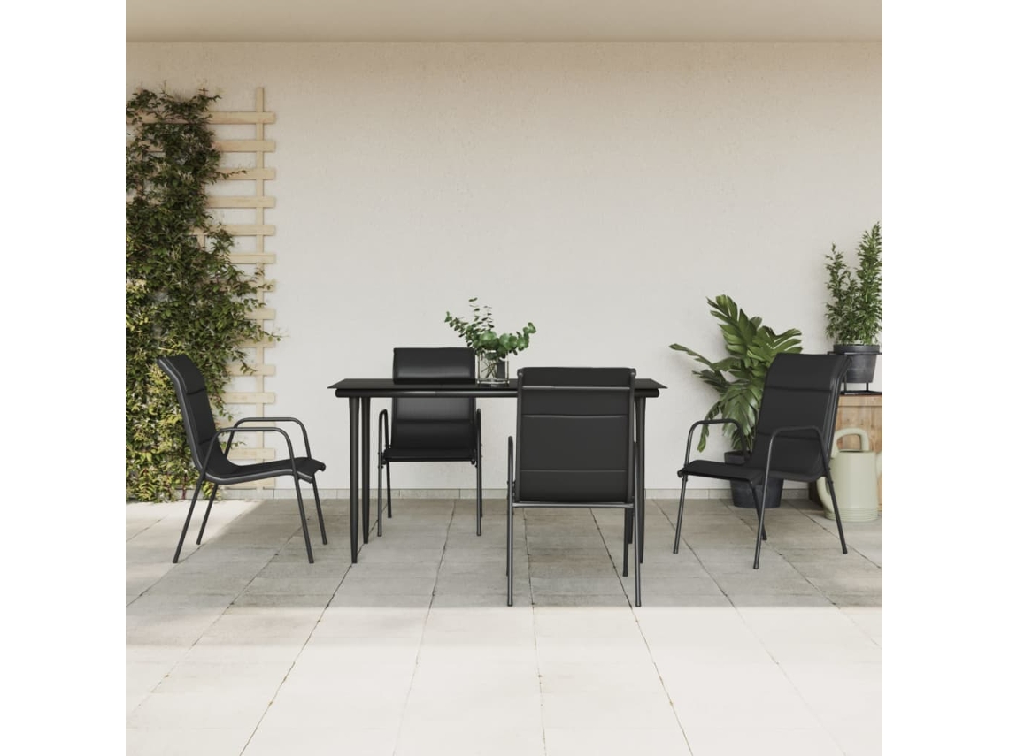 Conjunto 5 Pcs De Jantar Para Jardim Aço E Textilene Preto Dkd Home Decor