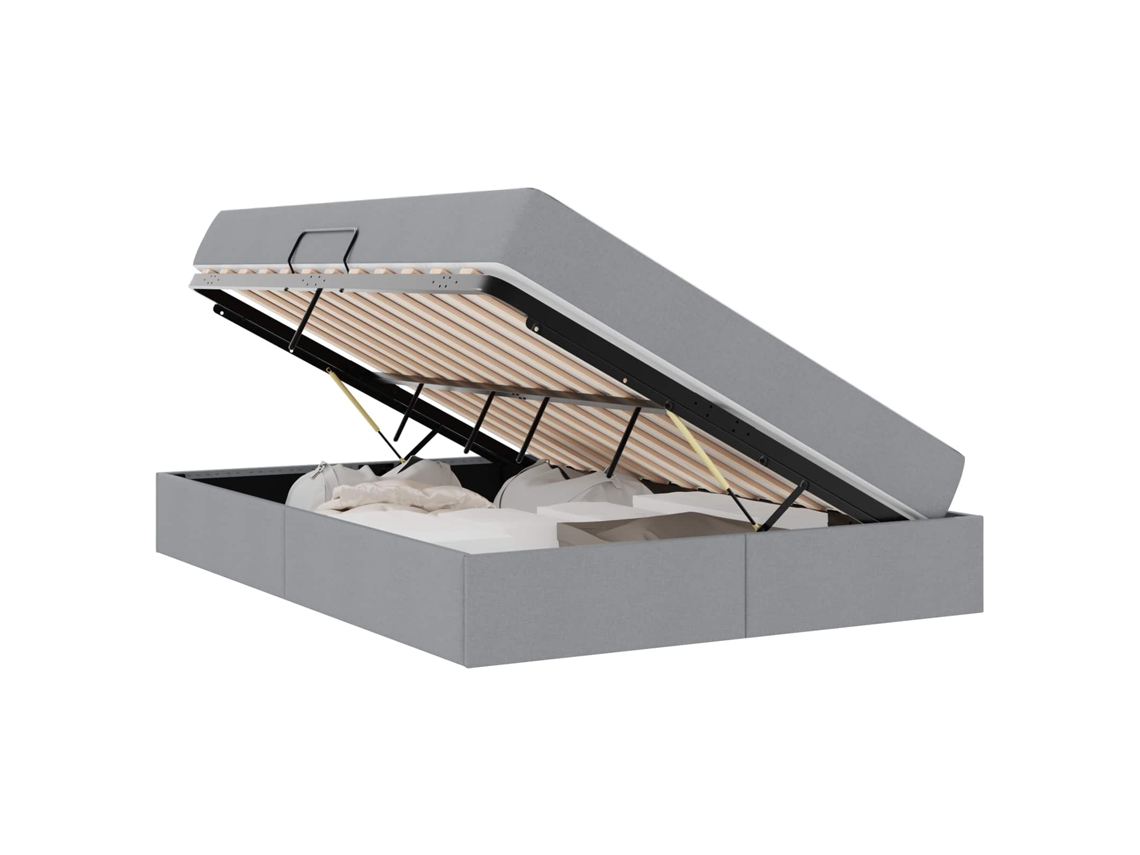 Cama com Arrumação e Colchão Cinzento Claro MAISON EXCLUSIVE (140x200 cm)