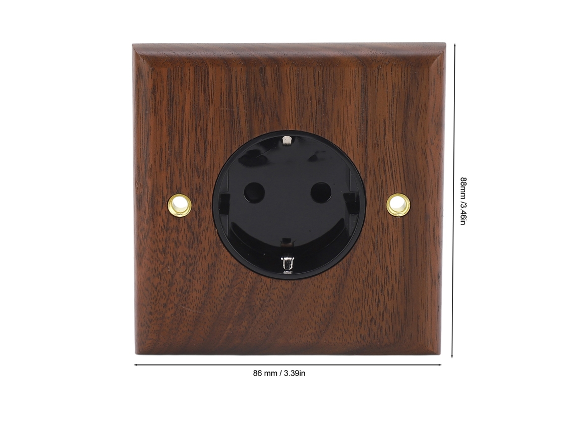 Laxiscreed Tomada De Parede Vintage Em Noz Preto Com Energia E Iluminação 16a