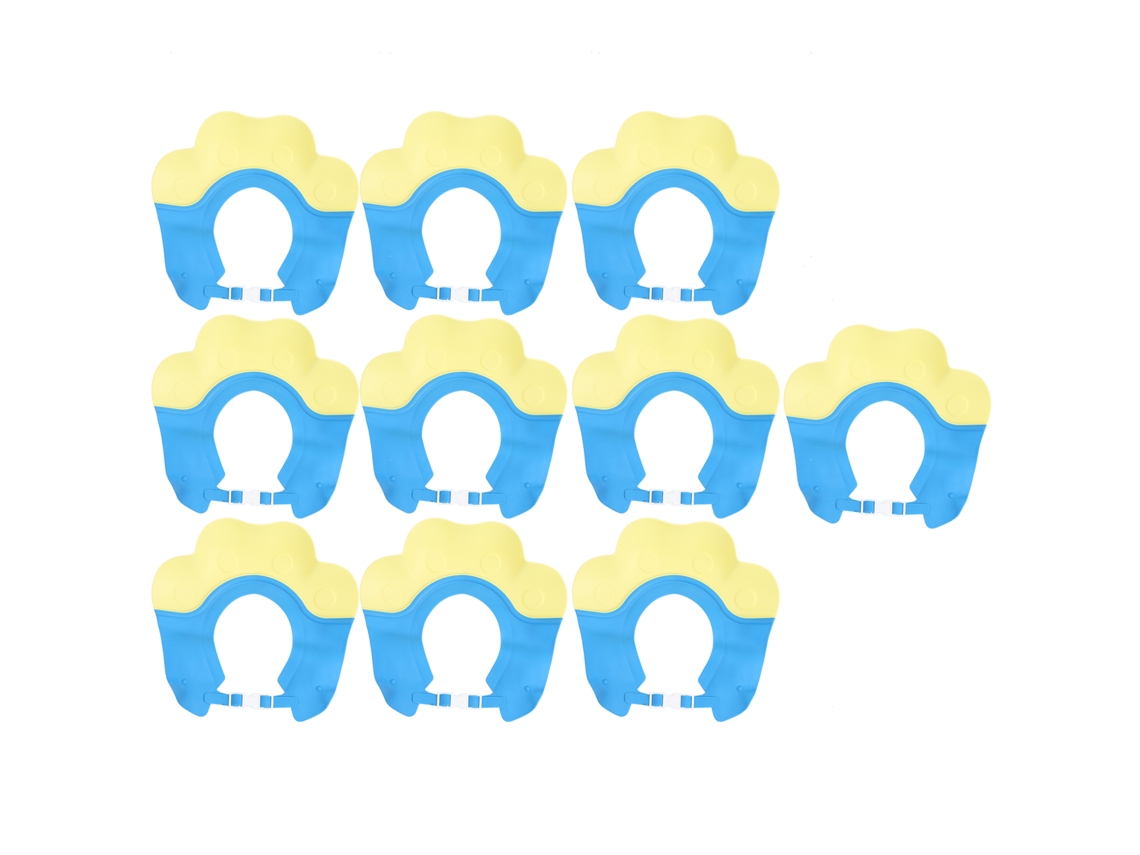Gorro Para Baño De Bebé Ajustável 10pcs Gorro Impermeável Protetor Para Lavar O Cabelo Crianças (amareloazul)