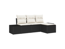 Conjunto 4 Móveis De Jardim Vidaxl Preto Vime Pe (239 X 62 X 85 Cm)