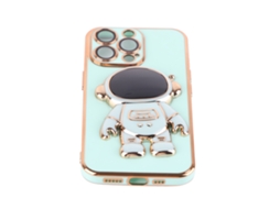 Aetheria capa de Proteção para Iphone com Eletroplacagem e Suporte Astronauta com Película para Lente