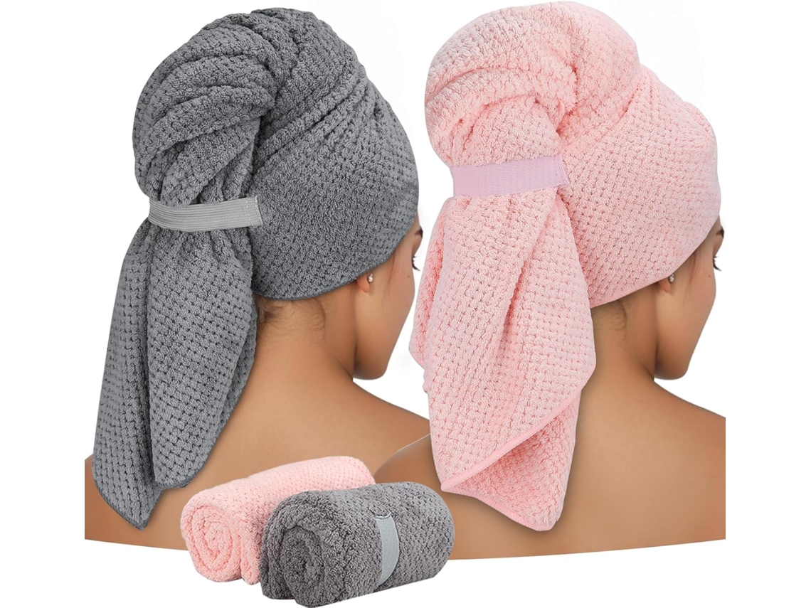 2 Peças De Toalhas De Cabelo De Microfibra Para Cabelos Longos 100x60 Cm, Toalha Grande De Cabelo Turbante Para Mulheres E Meninas, Toalha De Cabelo