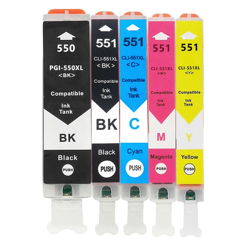 1 Conjunto de Tinteiros Pgi550 Cli551 para Canon, Compatíveis com as Câmaras Pixma Ip7250, Mg5450, Mg5550, Mg5650, Mg5655, Mg6350 e Mg6450. MDUG