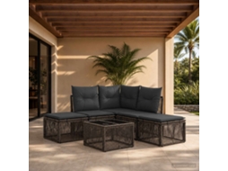 Vidaxl Conjunto De Sofá De Jardim 6 Unid. Cinzento Vime Pe