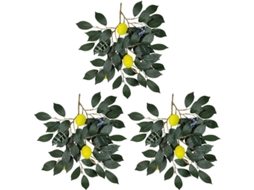 Conjunto De 3 Ramos De Limão Artificial De Plástico 41 Cm - Decoração Para Casa, Jardim, Festa, Casamento E Escritório
