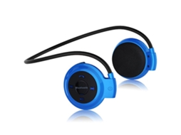 Auscultadores Bluetooth Sem Fio Rádio Fm Música Estéreo Earpics Slot Para Cartão Micro Sd Azul*