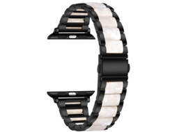 Pulseira de resina e elos metálicos compatíveis com Apple Huawei GT6, Xiaomi Mi Band 10 Pro e Redmi iWatch, Preta Com
