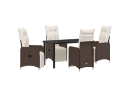 Conjunto de Jantar para Jardim 5 Pcs Castanho Vime Pe MAISON EXCLUSIVE