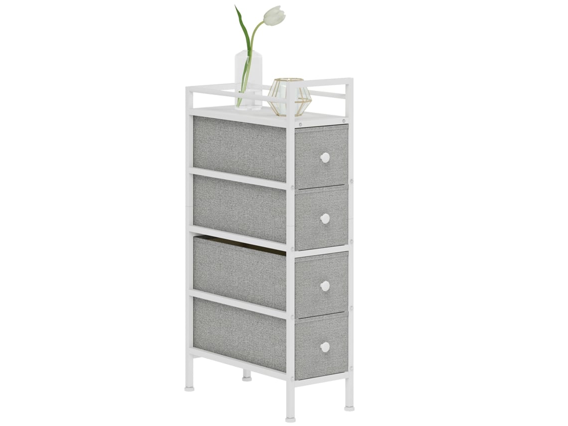 Móvel de Armazenamento Estreito com 4 Gavetas de Tecido para Espaços Pequenos 20x43x81,5 Cm Cinza Claro ZACHARY