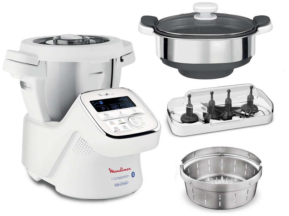 Robô de Cozinha MOULINEX i-Companion + Panela de Vapor HF9001PT (4.5 L - 1550 W - 6 acessórios)