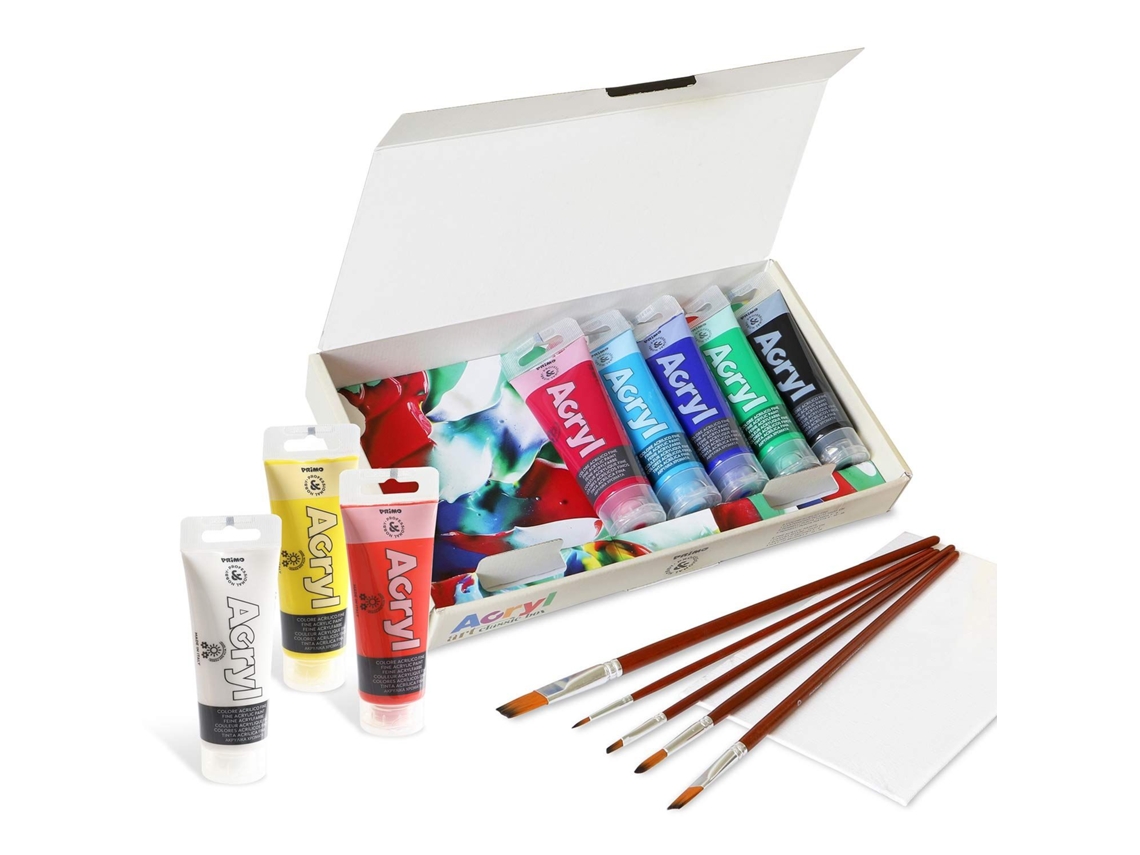 Estojo PRIMO com 8 tintas acrílicas e acessórios