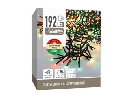 192 Luzes De Led Vermelhas, Verdes E Brancas Quentes Com Timer 1,4 Metros Leds E Iluminacion Navideña