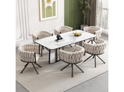 Conjunto 6 Cadeiras Veludo Bege Giratórias Luxo