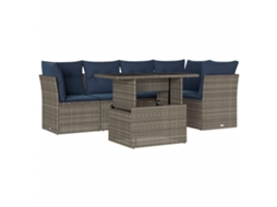 Conjunto de Sofá de Jardim, 6 Peças, Almofadas, Rattan Cinza MAISON EXCLUSIVE