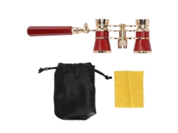 Lentes de Ópera Binoculares 3x25 com Alça Metal Portátil para Teatro Artístico Vermelho