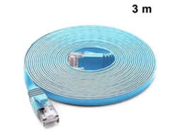 Lurelia Cabo Ethernet Cat6 3 M Blindado Plano Azul Para Rede Lan