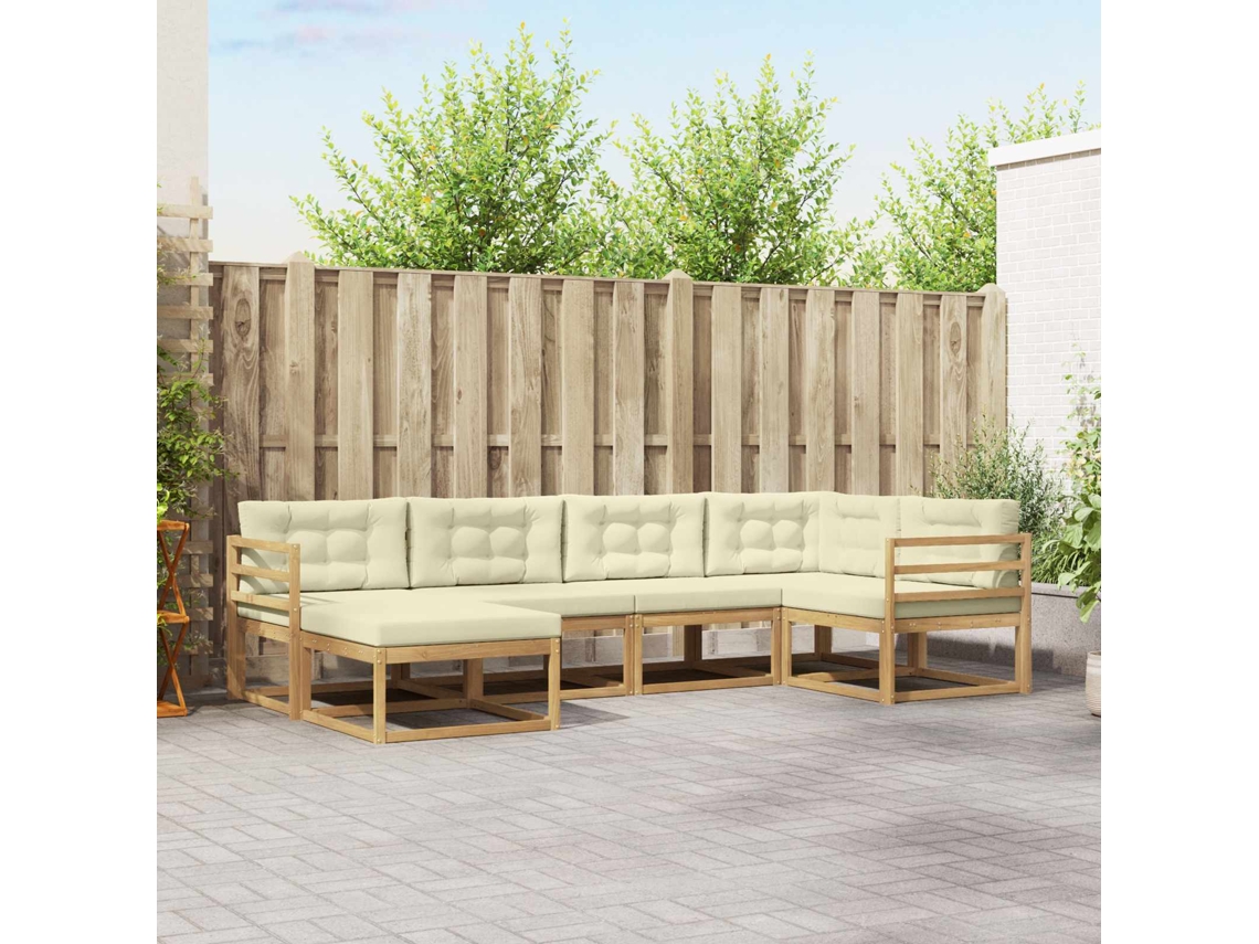Vidaxl Conjunto De Sofás Para Exterior 5 Unid. Branco E Creme