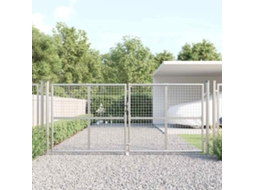 Vidaxl Portão De Jardim Em Tela Metálica Cor Prata 300x125 Cm Aço Galvanizado.