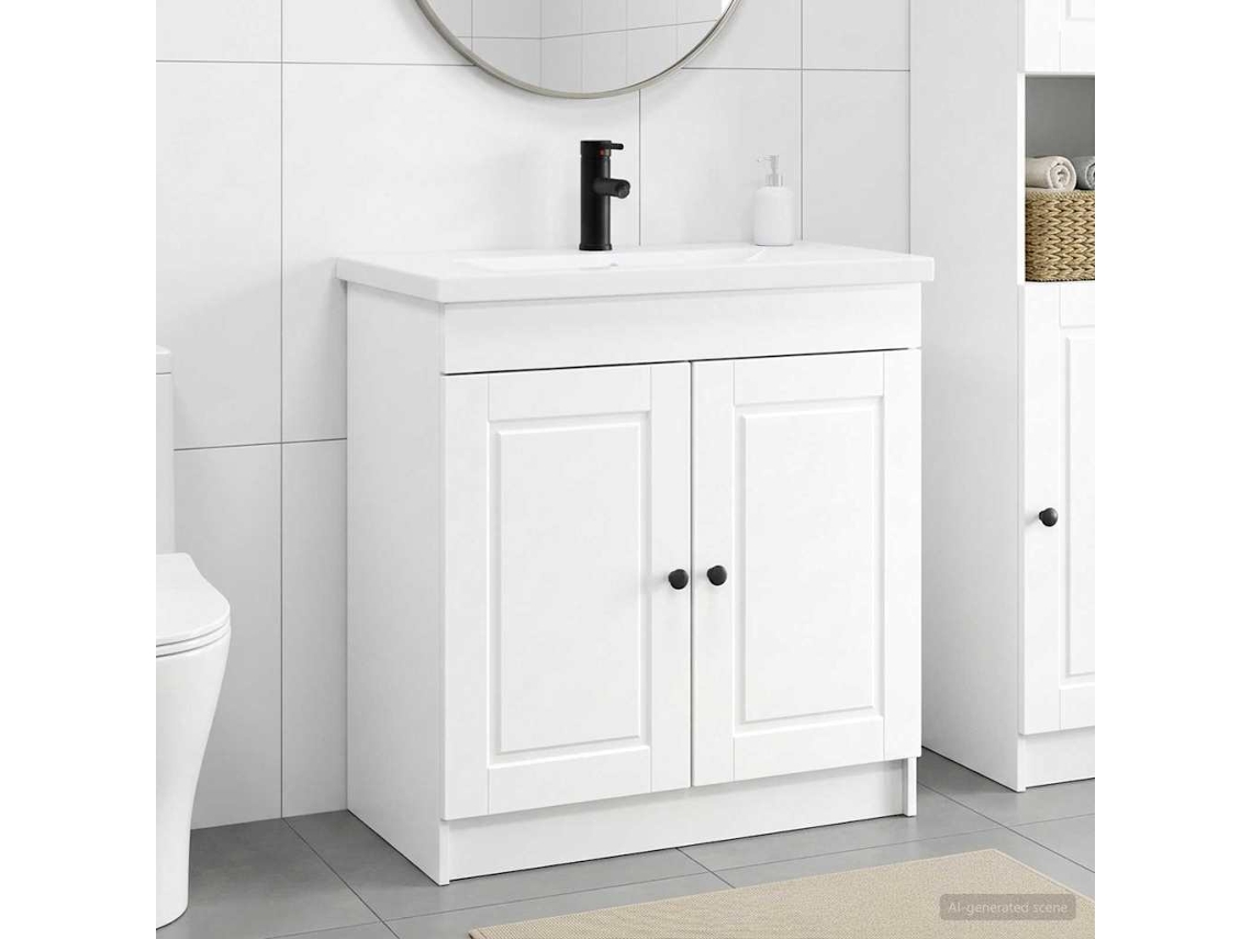 Vidaxl Conjunto De Móveis Para Banheiro Branco 56 X 37,5 X 81 Cm