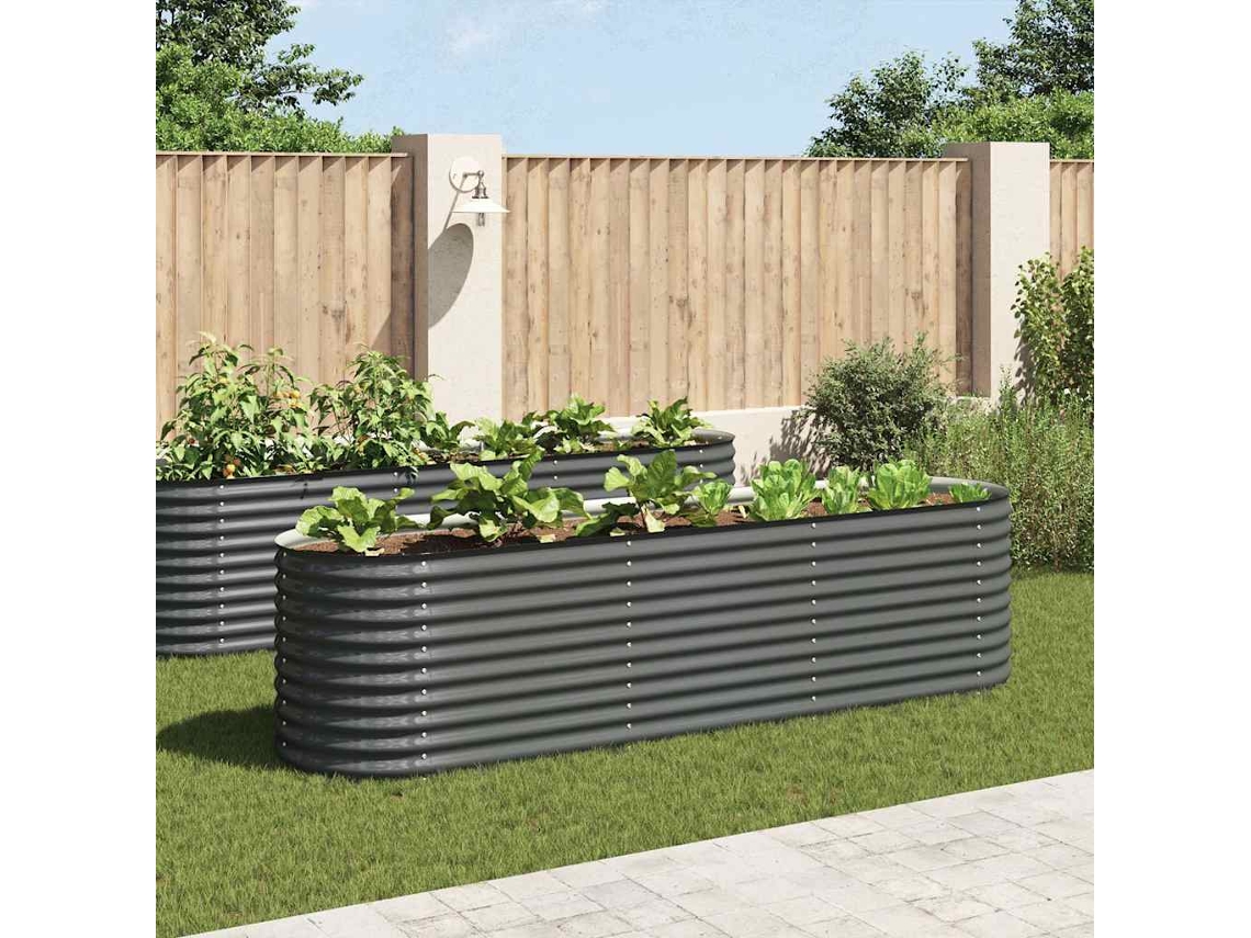 Vidaxl Canteiro Elevado De Jardim Aço Galvanizado 320x80x81cm Cinzento