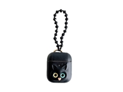 Capa de couro para Airpods Geração 1/2 EOOCOO com adesivo de gato, anti impacto e espessada