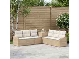 Vidaxl Conjunto De Sofás 7 Unid. Bege E Branco Creme