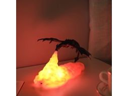 Luminária Decorativa em Formato de Dragão Fogo Impressa 3d com Luz Noturna Led BRILVIBERA