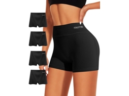 Conjunto De Boxer Dama - Conjunto De 4 - Alta Cintura - Transpirável - Algodão/elastano - Cinturão Duplo - Proteção Total - Lingerie