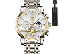 Lurelia Relógio Masculino, Movimento De Quartzo, Data/calendário, Luminoso, Detalhes Com Strass, 40 Mm, 11 Mm, Aço Inoxidável, Abs, Prata