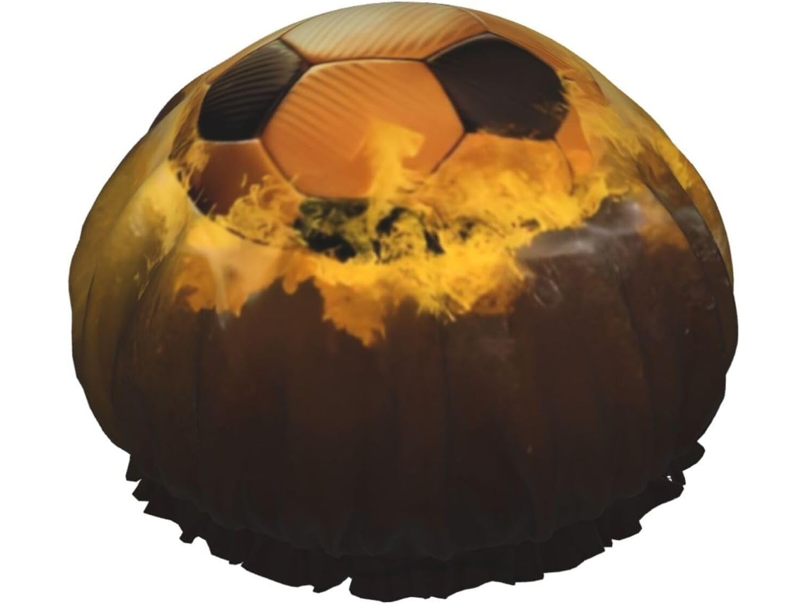 Touca De Banho Com Estampa Futebol Reutilizável, Dupla Camada, Item Essencial Para Viagens, Hotel, Salão De Beleza