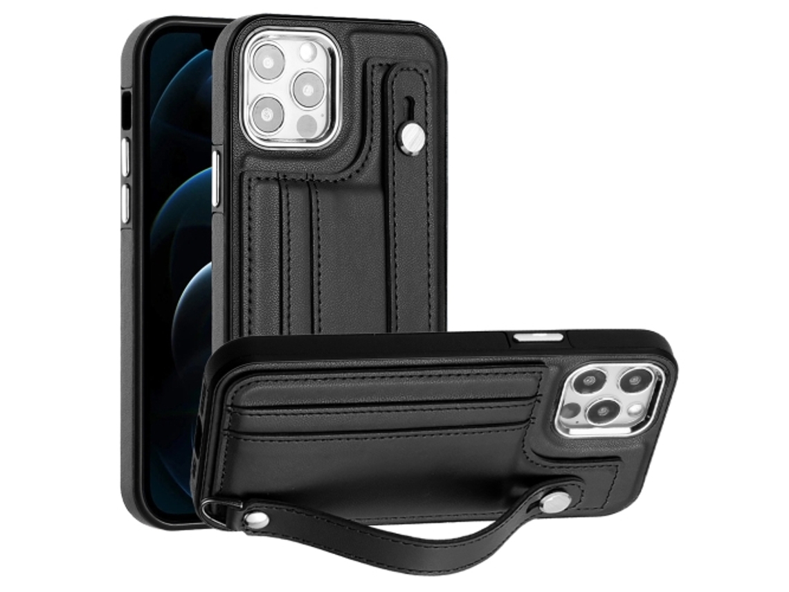 Capa Mobile Phone Cases Shockproof With Wrist para iPhone 12 Pro Max Pele Castanho