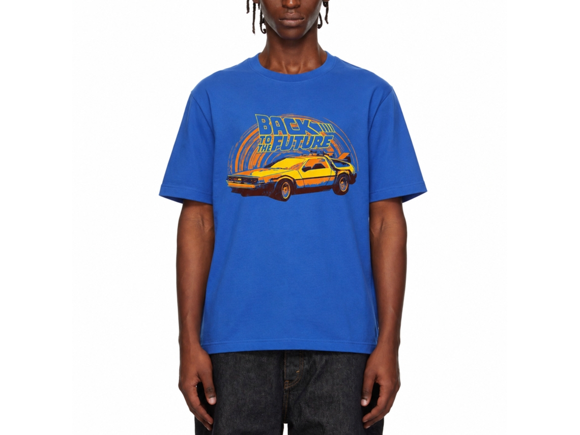 Rockinstone Back To The Future Movie Yeller Solid Royal Adult T-shirt Size:xl