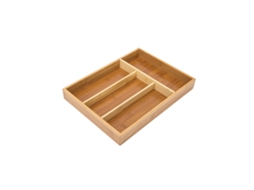 Tabuleiro De Talheres Relaxdays Em Bambu Hxlxp: 4 X 25 X 34cm, Organizador De Cozinha Com 4 Compartimentos.