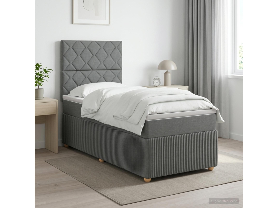 Vidaxl Cama Box Spring Com Colchão Cinzento-escuro 80 X 200 Cm Tecido