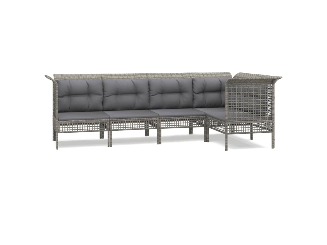 Conjunto de 5 espreguiçadeiras de jardim com almofadões Vime Pe Cinzento MAISON EXCLUSIVE (5 peças)