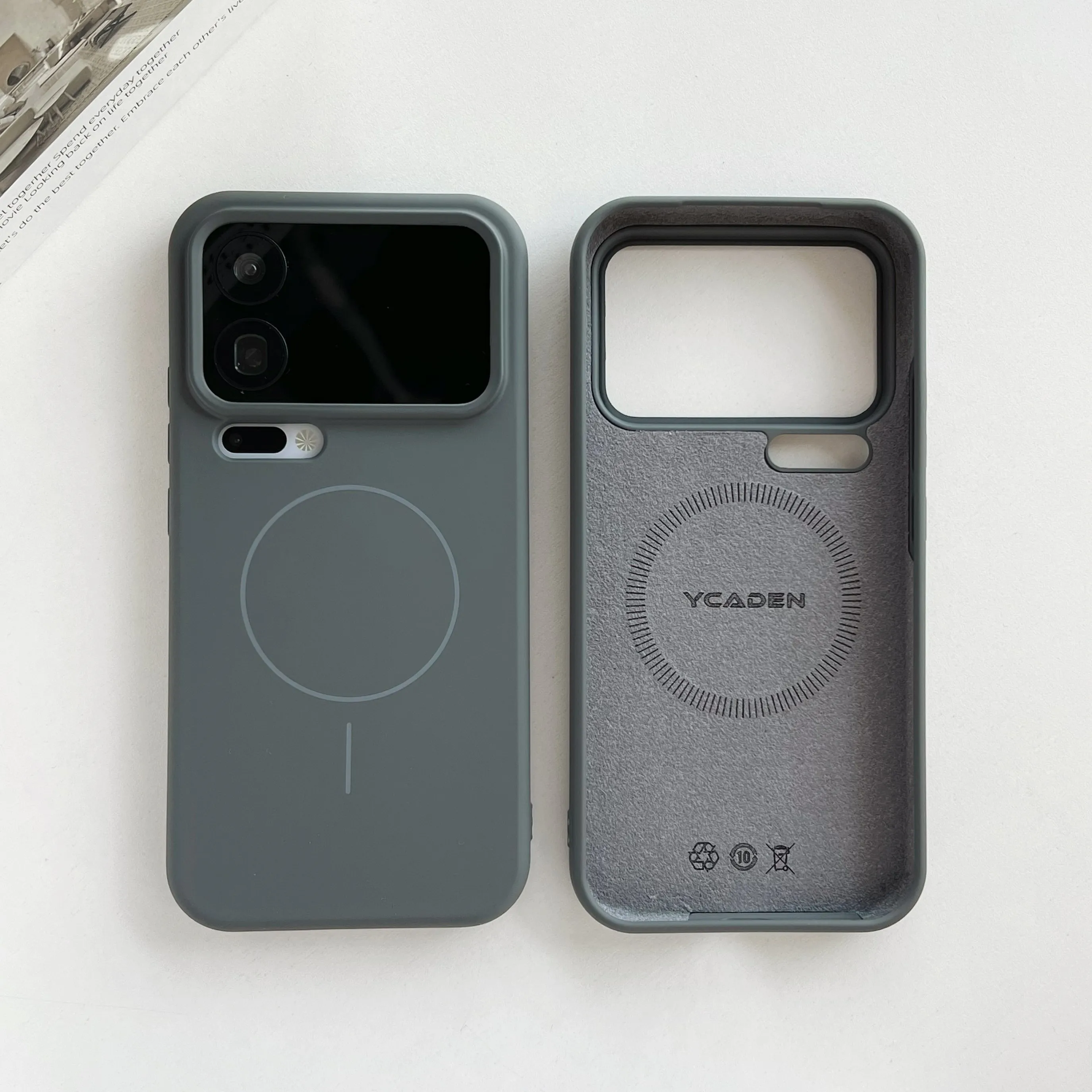 Capa Protetora De Silicone Líquido (cinza Carbono) Para Xiaomi 17 Pro Max, Resistente A Impactos, Magnética E Com Carregamento Sem Fio.