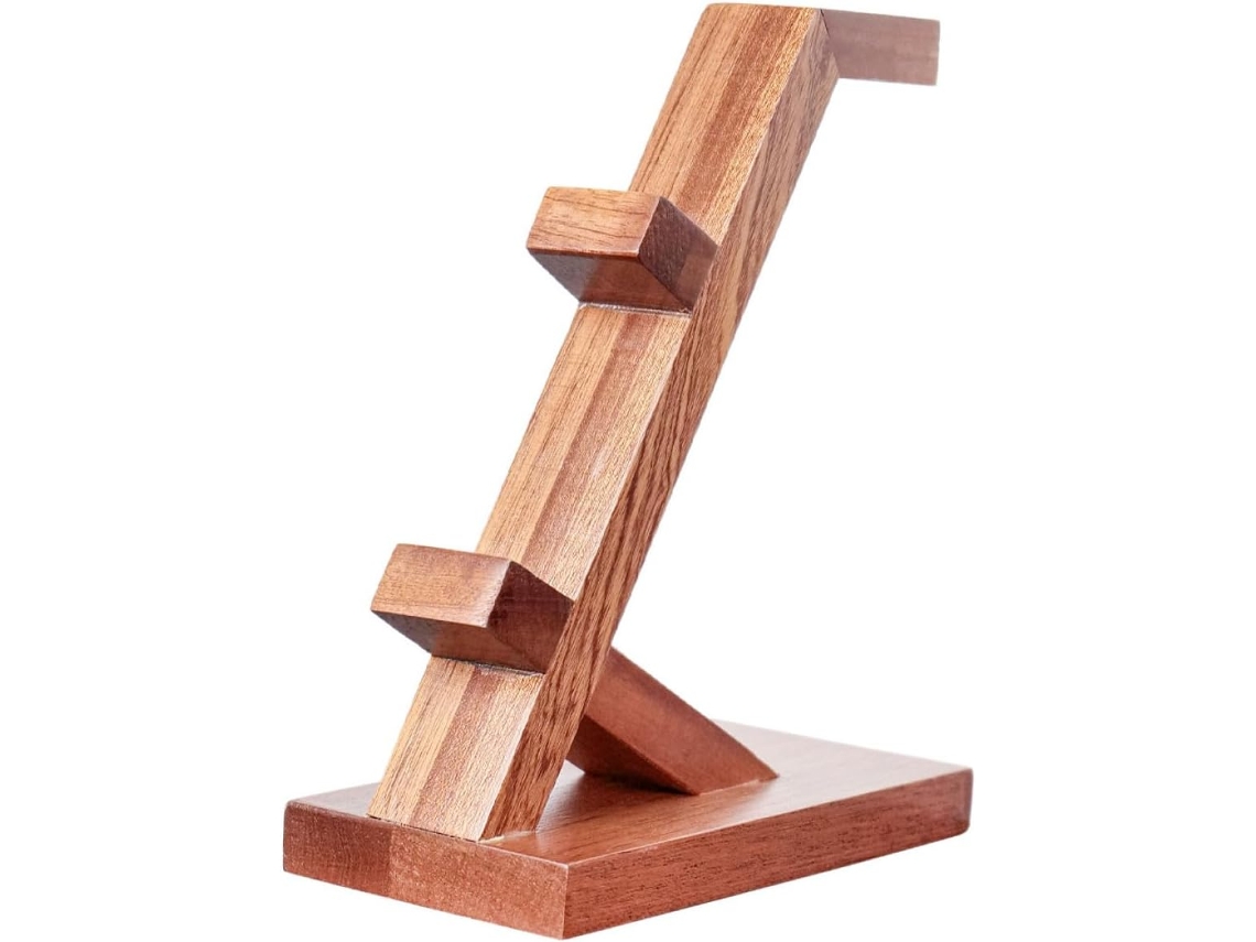 Support Double Manette De Jeu En Bois Marron Pour Casque Et Contrôleur, Design Simple Et Portable,