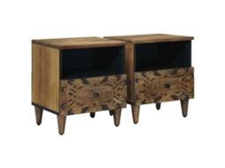 Vidaxl Gabinete De Cama 2 Unid. Castanho 40 X 33 X 46 Cm