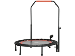 Mini Trampolim SINI TECH STORE com barra de apoio ajustável, monitor LCD, Ø102x99/123cm, preto e vermelho