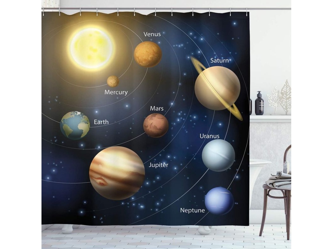 Cortina de Banho Nova Line Sistema Solar Órbita Planetas
